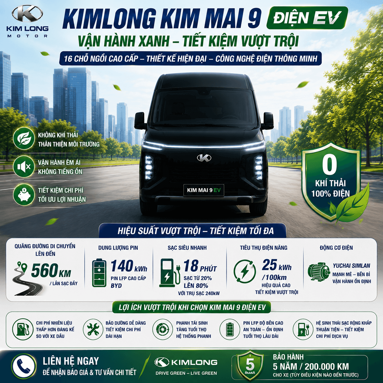 Kim Mai 9 EV – Xe điện 16 chỗ thuần điện thế hệ mới Kim Mai 9 EV – Xe điện 16 chỗ thuần điện thế hệ mới